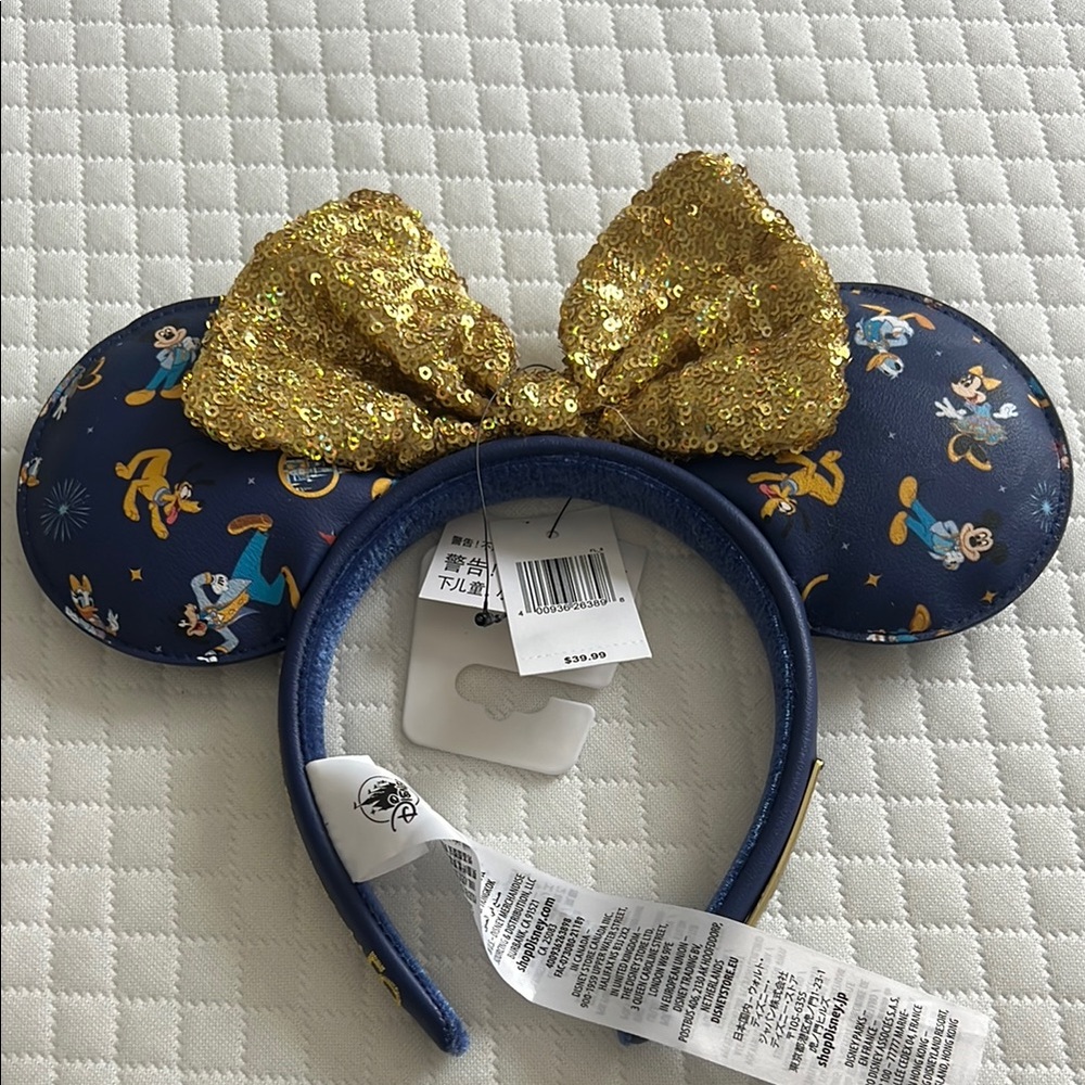 Disney Blue and Gold Sequin Minnie Mouse Ears